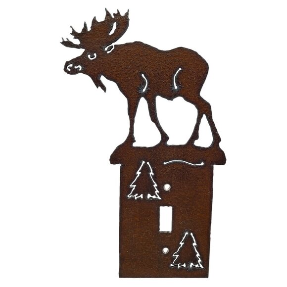 Rustic Metal Moose Light Switch Cover - Picture 1 of 5